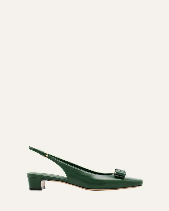 Rivada Leather Bow Slingback Pumps